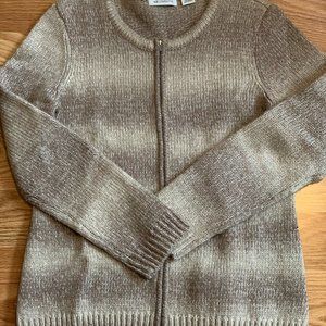 Liz Claiborne Woman's Tan/Taupe Zip Up Sweater Size Large